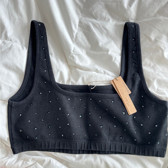 NWT • SKIMS • OUTDOOR RHINESTONE WIDE NECK BRALETTE • M + L • WASHED ONYX - Picture 6 of 7